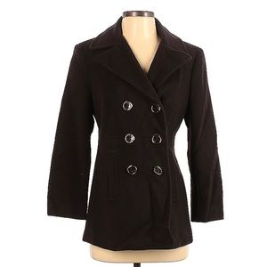 Calvin Klein Women's Size 2 Petite Wool Cashmere Blend Black Peacoat Jacket
